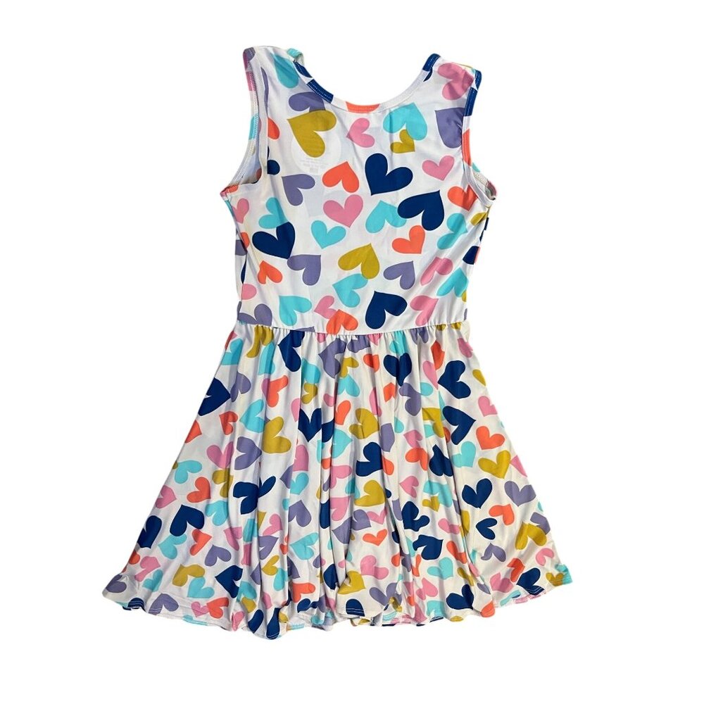 DotDot Smile Tank Dress Girls 11 NEW Multi Heart Print Sleeveless Pullover - Picture 4 of 10